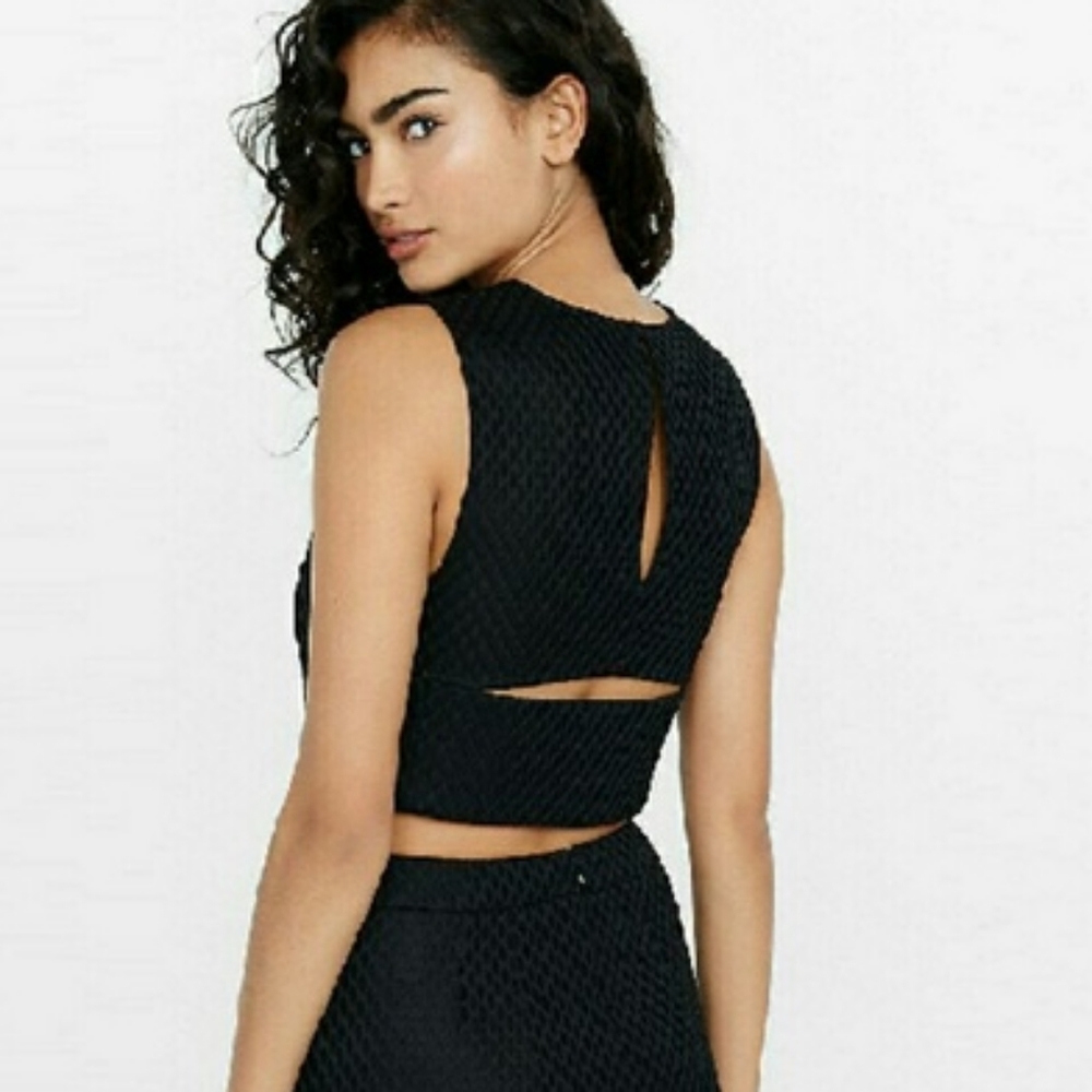 Express Black Honeycomb Crop Top Size M